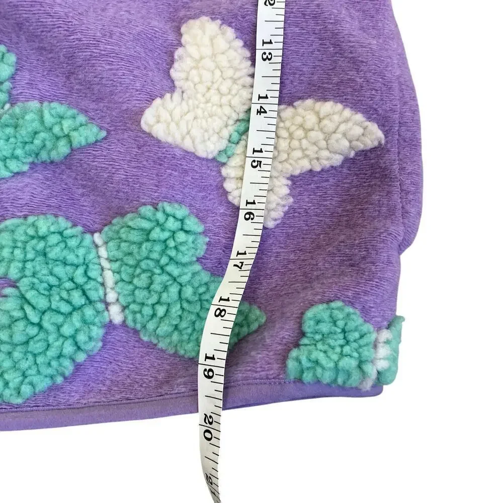 Lucky Brand Girls Sz M (10/12) Pastel Lilac Shearling Full Zip Jacket Butterfly